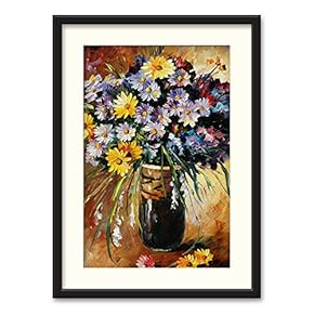Black Framed Canvas Wall Art Oil Painting Flower Home Artwork Decoration for Living Room, Bedroom - 23x31 inches