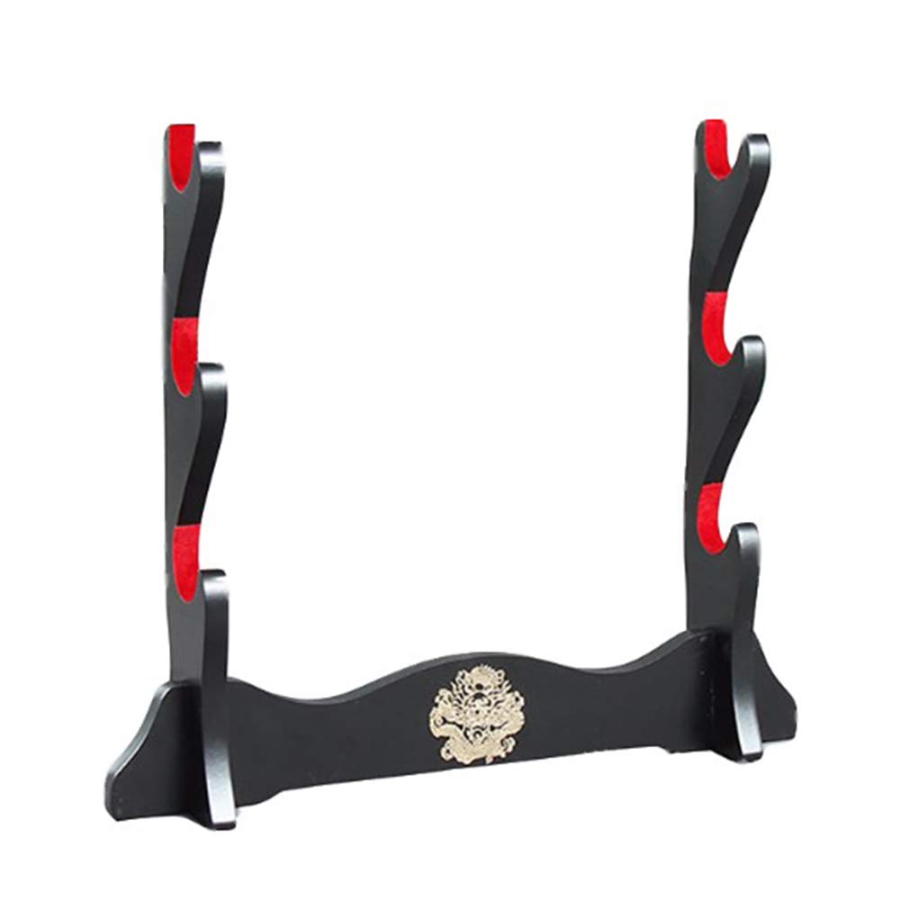 Z-fiber Sword Holder Japanese Velvet Padded Katana Stand Samurai Display Rack Support All Sword ragon Pattern,3 Tier