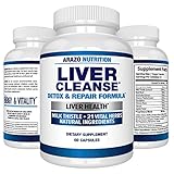 Liver Cleanse Detox & Repair Formula - 22 Herbs Support Supplement: Milk Thistle Extracts Silymarin, Beet, Artichoke, Dandelion, Chicory Root - Arazo Nutrition USA