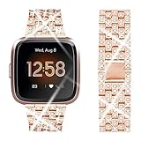 Oitom Bling Bands Compatiable with Versa/Versa Lite Woman Ladies Diamond Dressing Jewelry Replacement Strap Wristband Links Accessory Bracelet(Rose Gold)