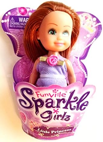 Funville Sparkle Girlz Little Princess Doll Red Hair Purple &amp; Magenta Dress 4.5" Tall