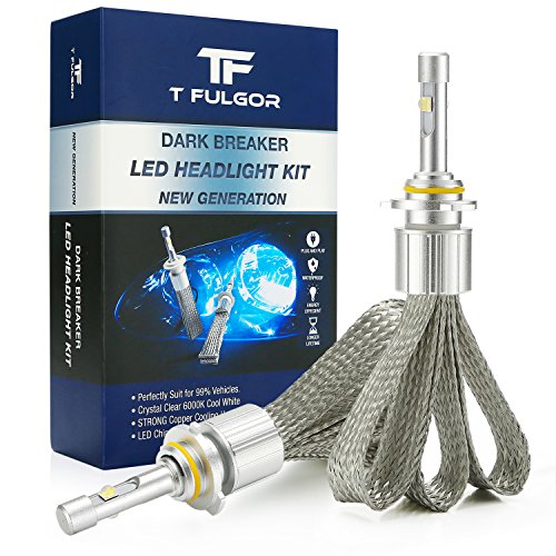 T FULGOR 9005(HB3) DarkBreaker LED Headlight Bulbs Conversion Kit – Purple copper braid – Bright White CREE chips – 40w 11000 lumens 6000K – 2 year warranty 1 pair (9005)