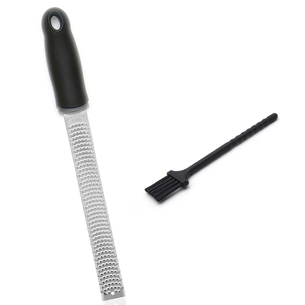 WISHPOOL Stainless Steel Grater Zester for Cheese Lemon Ginger & Potato with Plastic Cover（Red）