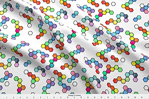 Spoonflower Watercolor Fabric - Geometric Watercolour Hexagons Rainbow Science - by Emeryallardsmith Printed on Eco Canvas Fabric by The Yard