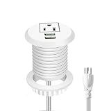 Desktop Power Grommet,Desk Grommet Outlet 2 inch Hole,Power Grommet with USB, Easy Access to 1 power Source Along with 2 USB Power Port Connections(white) (Color: A-3inch)