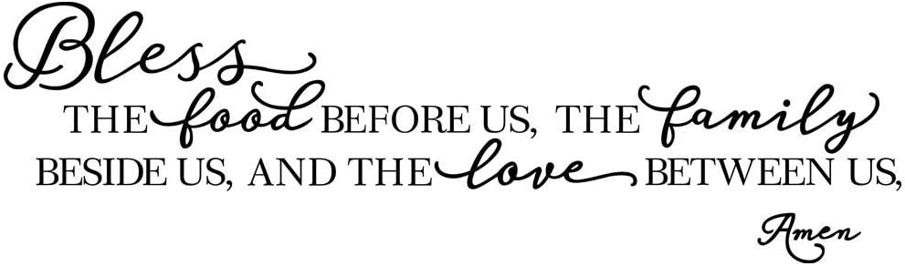 Bless Food Before Us,Family Beside Us,Wall Sticker Motivational,Family Inspirational Mural Quotes,Decal Art Vinyl Bible,Removable Prayer Jesus Church Religious Sayings(39.4x11.8in)