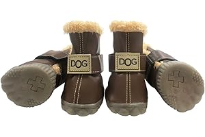WINSOON Dog Australia Boots Pet Antiskid Shoes Winter Warm Skidproof Sneakers Paw Protectors 4-Ppcs Set (Size 2, Dark Brown)
