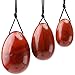 rockcloud Red Jasper Set of 3 Drilled Yoni Eggs with String, Massage Stones for Women to Train Pelvic Muscles Kegel Exercise