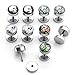 Jovivi 10pcs Lot Assorted Stainless Steel Fake Cheater Ear Plugs Screw Stud Earrings Set for Women Men 0G Gauges Look