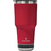 Go Caddy Tumbler with Bluetooth Speaker, Insulated Stainless Steel Travel Cup with Lid, Hot and Cold Drink Cup, Removable Speaker with Microphone, Portable Music Tumbler, 28 oz, Red