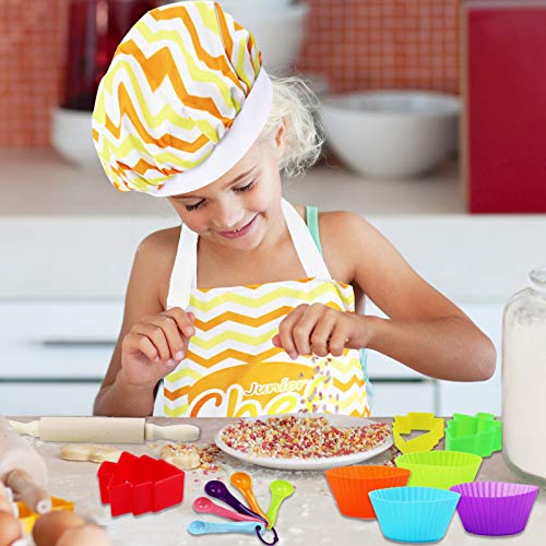 Real Kids Baking Set for Girls – 27 Pcs Gift Set Includes Kids Apron, Chef Hat, Oven Mitt, Real Baking Tools and Recipes for The Curious Young Junior Chef