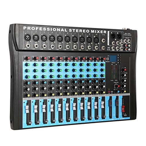CT12 10 Mono & 2 Stereo Input 12 Channel Professional USB Mixer Console High & Middle & Low 3-bands Vocal Effect Processor