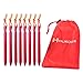 HUKOER 8 pcs Garden Stakes Metal Tent Stakes Pegs Triangular Nails 7 inch Heavy Duty Tri-Beam Pegs Ground Stakes with Pouch for Garden, Outdoors, Hike, Hammock and Beach