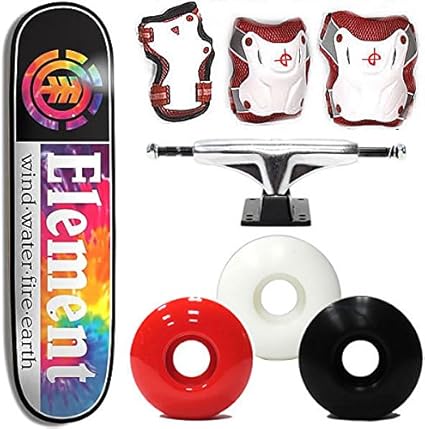 Amazon Element エレメント 3点プロテクター付き 子供用スケボー完成品 エレメント Element Tie Dye Section 7 3 29 6インチ 4 75トラック ウィール 子供用 スケートボード コンプリート キッズ ホワイト Element エレメント スケートボード本体