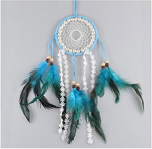 WCHUANG Blue Dream Catcher with Beads Car Pendant, Wall Hanging Ornament Wedding Party Favor, Baby Shower, Birthday Gift