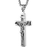 HZMAN Catholic Jesus Christ on INRI Cross Crucifix Gold Silver Tone stainless steel Pendant Necklace 22+2 Chain