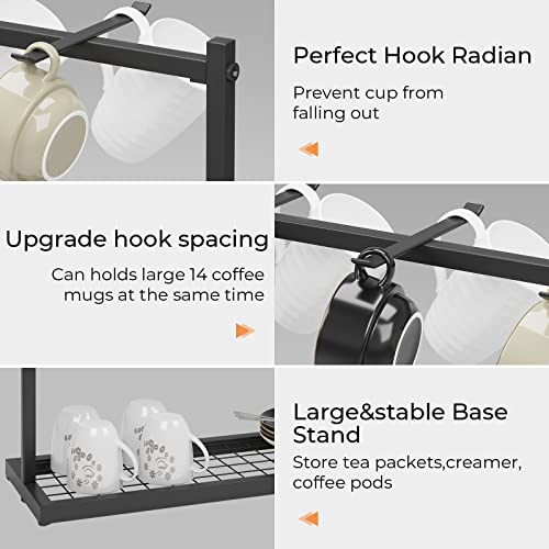 OROPY Coffee Mug Holder Stand, 2 Tier Countertop Mug Tree Holder Rack