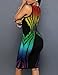 Ninimour Womens Sleeveless Stripe Print Slim Fit Package Hip Bodycon Dress