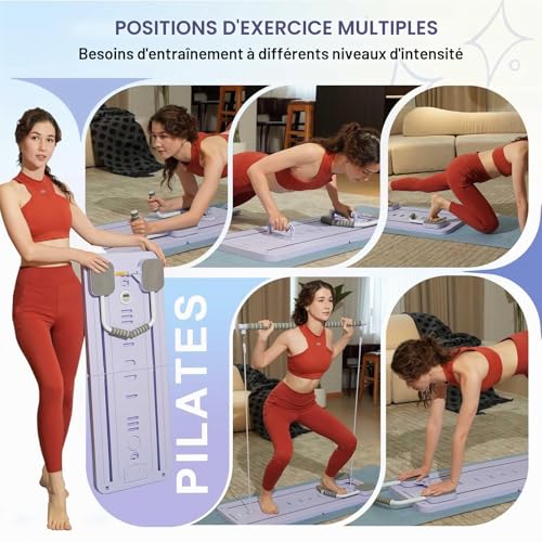 ExeractFit Mini Reformer Pilates Kit with Pilates Bar and Resistance Bands, Pilates Board Pilate Board Home Multifunctional Abdominal Roller Workout Equipment