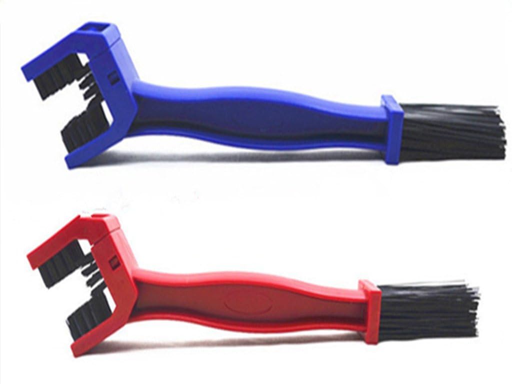 Oldbones Motorcycle & Bike Universal Chain Grunge Cleaning Brush（2 PACK） Red + blue