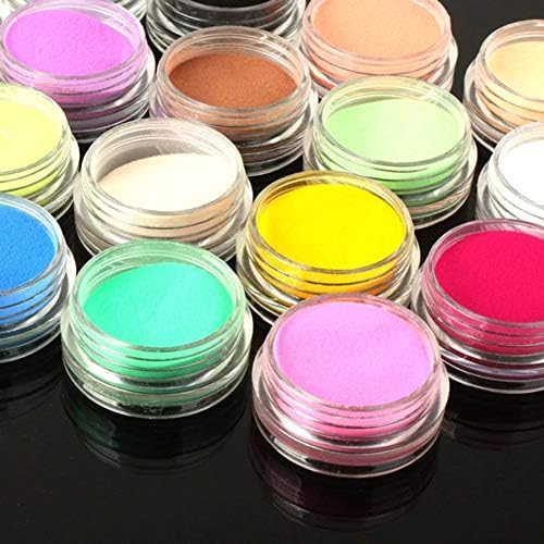 Set of 12 Bottles Colors of Nail Acrylic Powder Manicure Pedicure Salon Professional Personal - Conjunto de 12 Frascos Colores de Polvo Acrilico de Uñas Manicura Pedicura Salon Profesional Personal