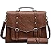 SOSATCHEL Faux Leather Vintage 15.6 Inch Laptop Bag, Messenger Satchel Shoulder Bag for Men and Women, Brown