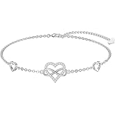 LWXIE Diamond Infinity Heart Bracelet for Women 925 Sterling Silver Lab Grown Diamonds Jewelry Gifts for Mom Wife Girlfriend Daughter Sister Friend