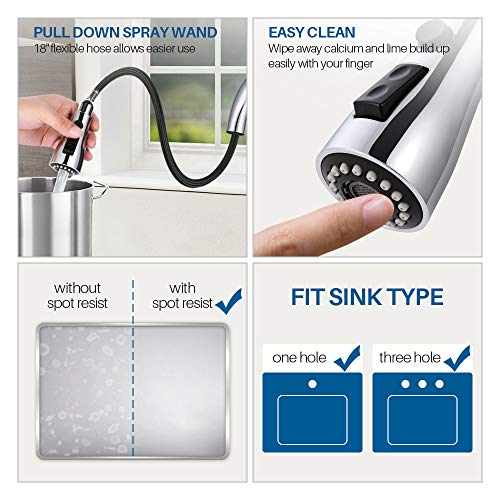 Motion Sensor Kitchen Faucet with Sprayer Polished Chrome No Touch