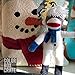 ColorBoxCrate Snowman Sock Monkey Plush, 12 inch Classic Sock Monkey in White Snowman Costume, Stuffed Animal Toy with Soft Fabric for Decorations, Ornament, Stocking Stuffer