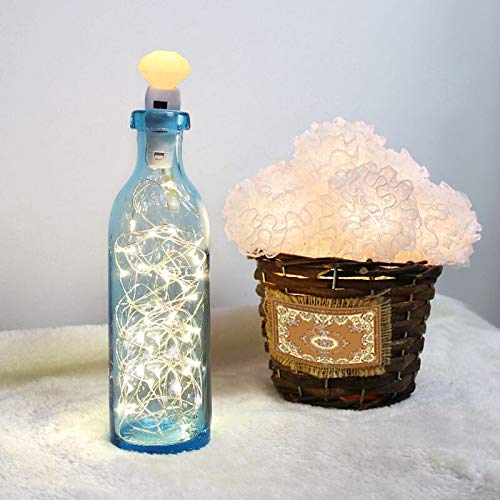 Wine Bottles String Light Cork Micro Silver Wire 2m/7.2ft Warm White 3 x LR44 Battery Fairy String Lights (6PACK)