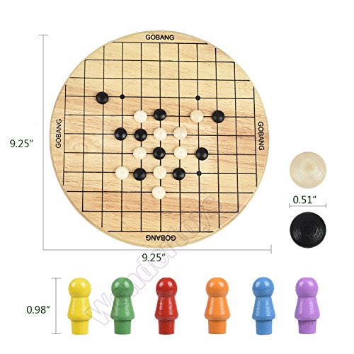 Wondertoys 2 in 1 Chinese Checkers & Gobang (Five in a Row) Wooden Board Game for Family