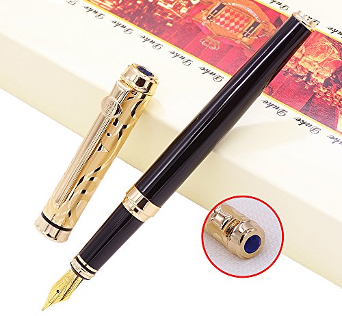 Duke sapphire fountain pen medium 24k gold plated cap w…