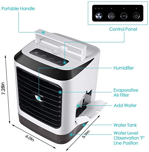 Personal Air Cooler Purifier,3 in 1 Air Space Conditioner, Mini USB Fan Evaporative Spray Humidifier Purifier USB Powered Air Conditioner Small Desk Fan Electric Fog Fan For Travel/Home/Outdoor/Work/Summer (Air Cooler)