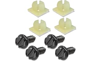 WELANGBN License Plate Screw Kit - Black, OEM Style Fasteners with Nylon Screw Retainers for Mounting Front and Back License Plates on Cars, SUVs, Trucks - Rustproof, Self Tapping Bolts, Black Stainless Steel