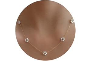 BSGRL Pearl Necklaces for Women - 14k Gold Filled Dainty Pearl Necklace Pearl Y Necklace Pearl Pendent Necklace Prom Necklace 16"+2"