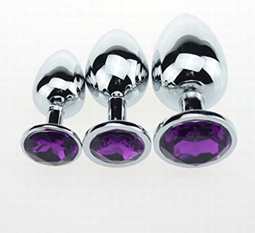 ISFHU 3 Size Stainless Steel Plug Diamonds Round Base for Beginner Advanced Use - Purple