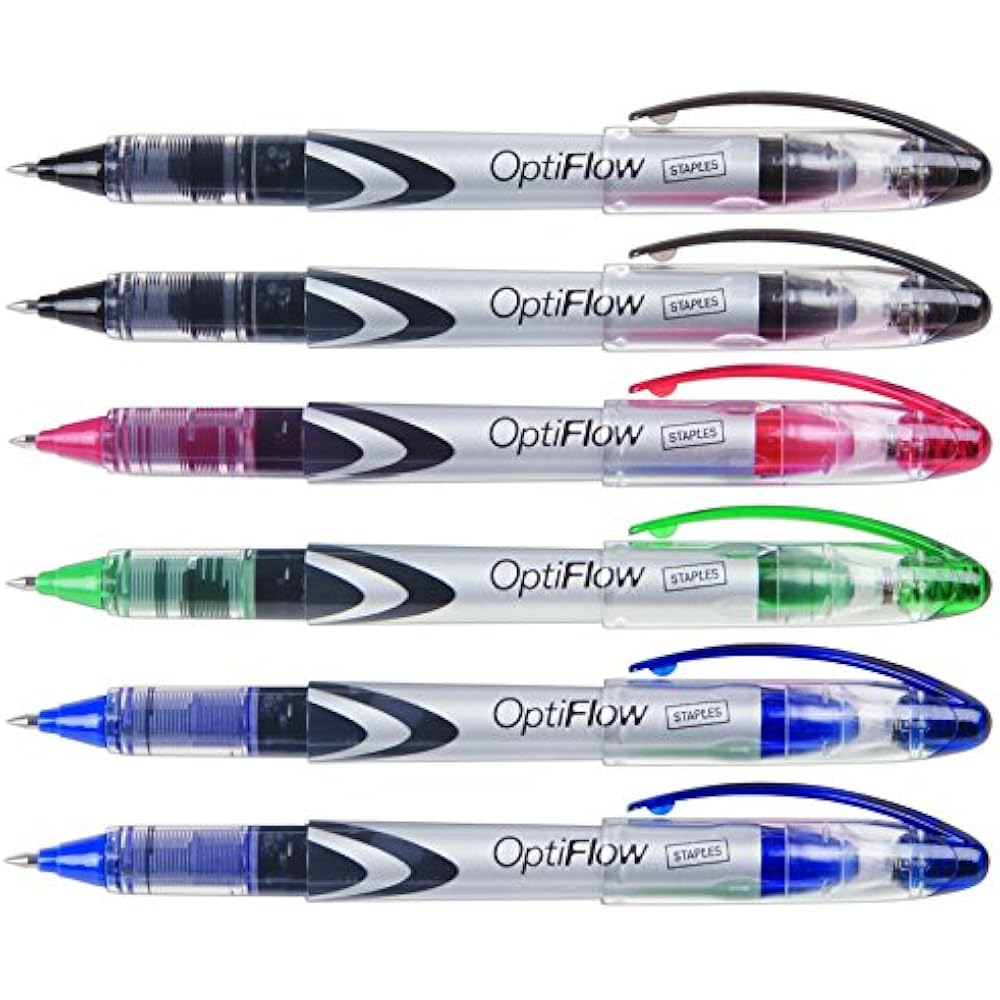 Staples Opti Flow Roller Ball Pens Fine Point Black 1 Dozen Office
