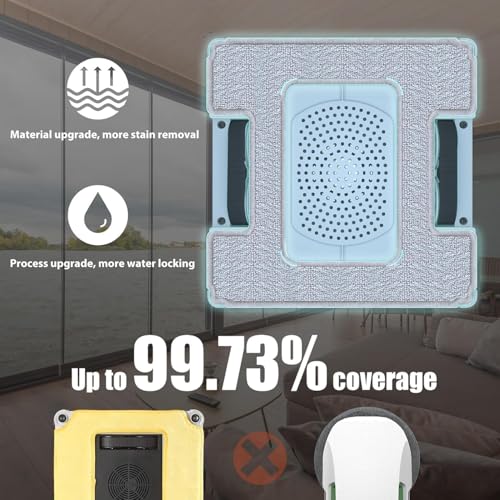 Fmart W6 Robot Limpiador de Ventanas de Doble Cara, 3800 Pa Robot Inteligente de Limpieza de Ventanas de succión Fuerte, aplicación y Robot de Control Remoto, Adecuado para Ventanas de Altura Alta al