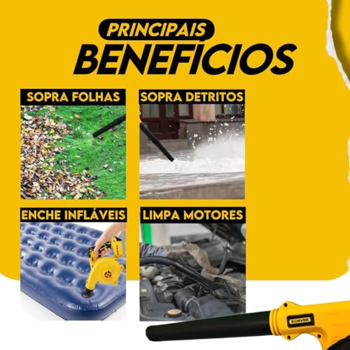 Soprador Profissional Jardinagem com Aspirador 2 Baterias Sem Fio Bivolt