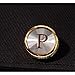 HJ Men's 2PCS Fashion Dazzle Tuxedo Shirts Platinum Plated Cufflinks Initial Letter 2 Color A-Z (Gold P), Small