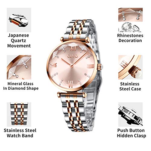 CIVO Damen Uhren Wasserdicht Minimalistisch Armbanduhr Damen Uhr Edelstahlarmband Silber Mode Kleid Elegant Beiläufig Designer Quarzuhr Business Elengate für Damen