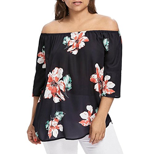 Click Here to See More Images NREALY Fashion Womens Plus Size Short Sleeve Blouse Cold-Shoulder Print Tank Top