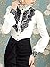 Choies Women's Vintage White with Black Lace Stand-Up Collar Puff Long Sleeve Shirts