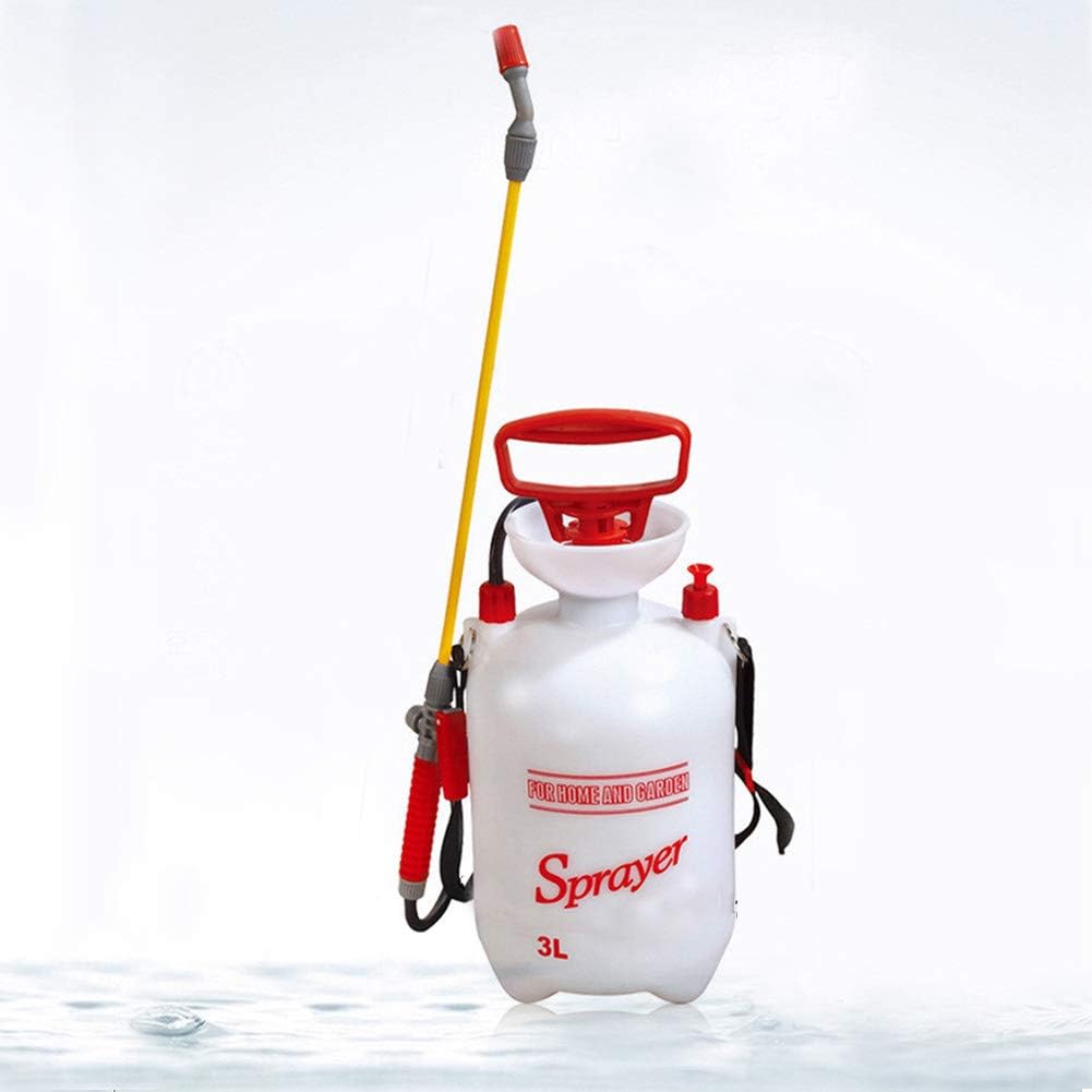 Homeself 3L Garden Pressure Sprayer, 0.8 Gallon Pump Action Lawn Yard Pressure Sprayer Compressor with Shoulder Strap for Weed Killer, Car Washing (3L, White)