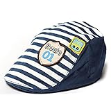 Voberry® Baby Boy Kids Toddler Stripes Beret Cabbie Flat Peaked Hat (dark blue)