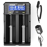 18650 Smart Fast Battery Charger, XTAR SV2 Universal Battery Charger Wall Adaptor & Car Charger Rechargeable Li-ion IMR INR ICR 18650 26650 20700 21700 22650, Ni-MH/Ni-Cd AAAA AAA AA A SC C D