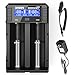 18650 Smart Fast Battery Charger, XTAR SV2 Universal Battery Charger Wall Adaptor & Car Charger Rechargeable Li-ion IMR INR ICR 18650 26650 20700 21700 22650, Ni-MH/Ni-Cd AAAA AAA AA A SC C D