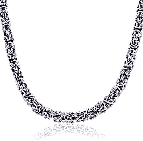 Men stainless steel Silver Color BALI Byzantine Antiqued necklace chain Link (24)