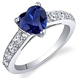 Dazzling Love 1.75 Carats Created Blue Sapphire Ring in Sterling Silver Rhodium Nickel Finish Sizes 5 to 9