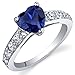 PEORA Created Blue Sapphire Heart Promise Ring for Women 925 Sterling Silver, 1.75 Carats Heart Shape 7mm, Comfort Fit, Size 8, September Birthstone Ring, w/Jewelry Box, Sparkling Jewelry